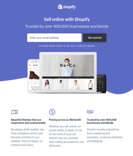 sample landing page